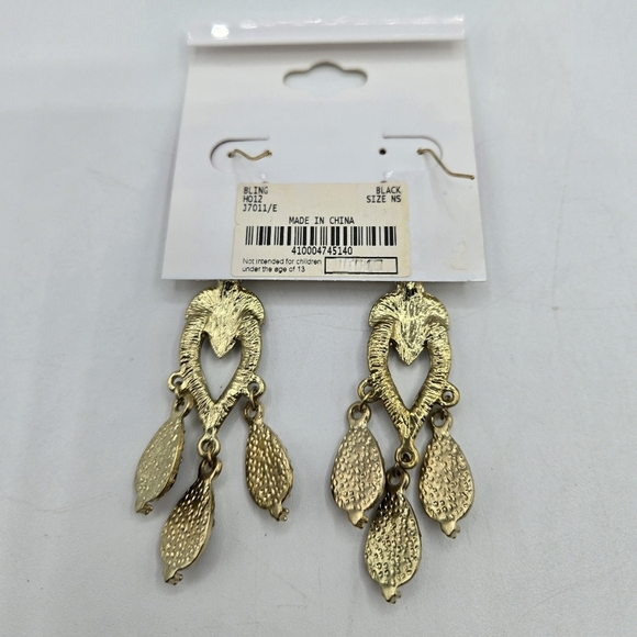 Charming Charlie Crystal Chandelier Earrings Black Clear Gold - Picture 4 of 5